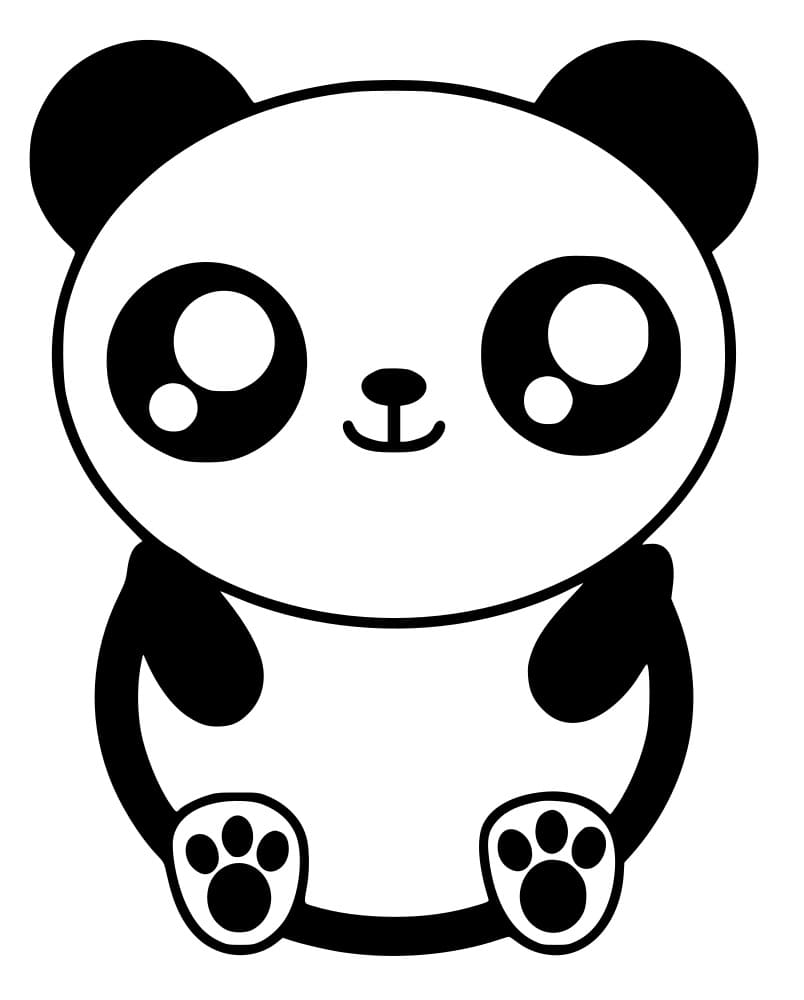Kawaii panda coloring page