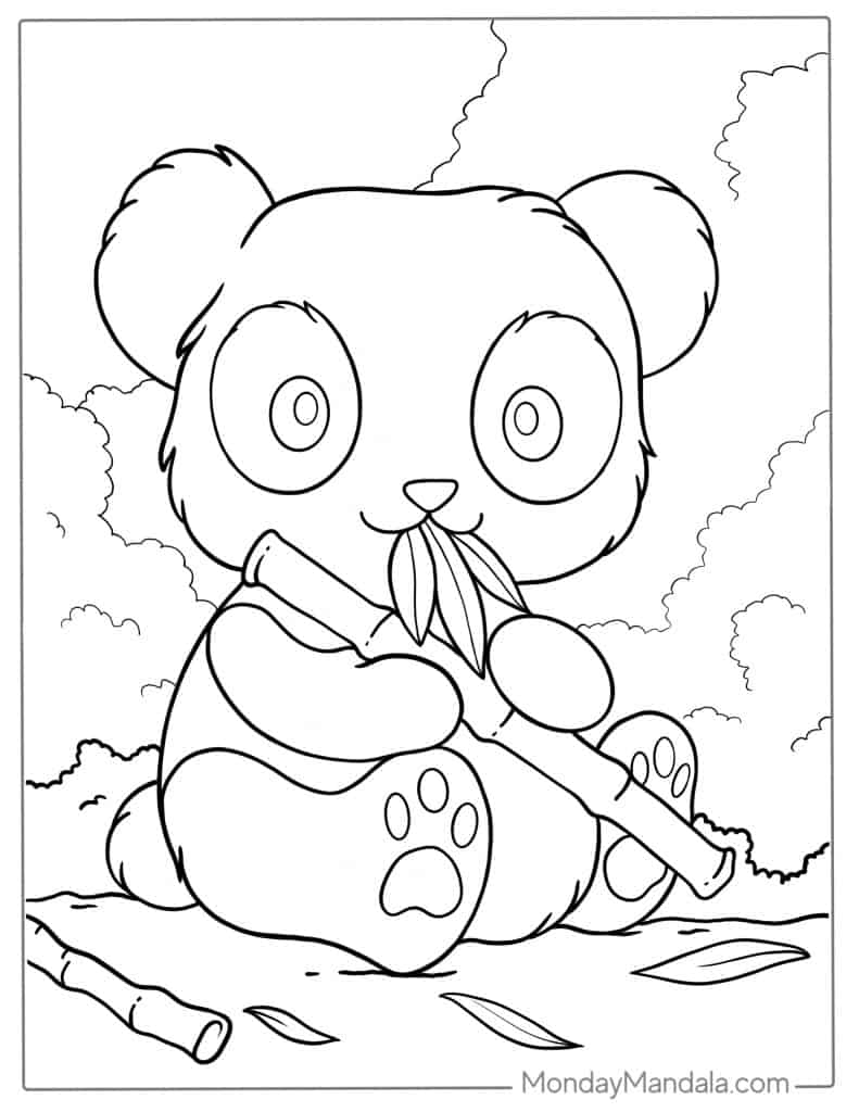 Panda coloring page free pdf printables
