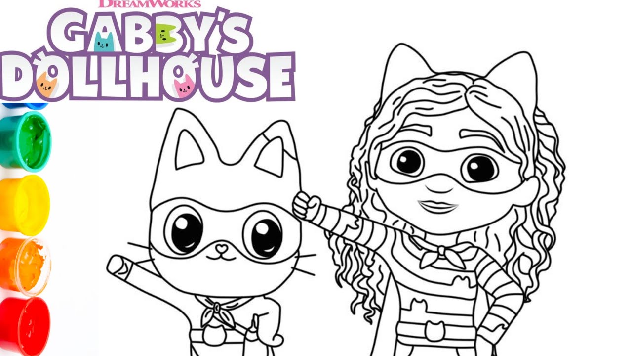 Gabbys and pandy paws heroes gabbys doll house coloring pages