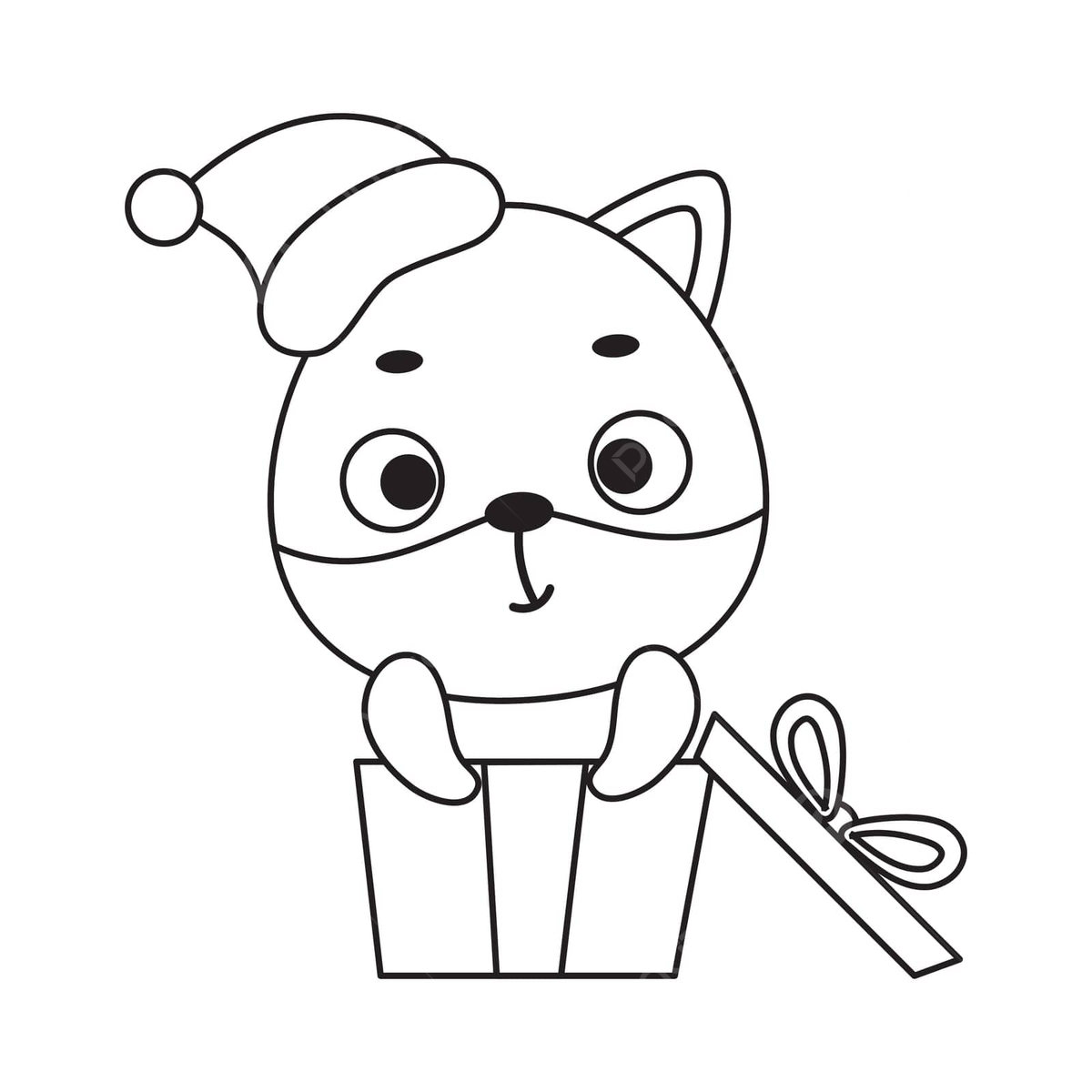 Cute fox in gift box coloring page for preschool kids vector kindergarten celebrating playful png and vector with transparent background for free download