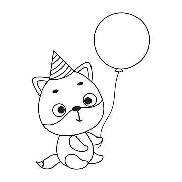 Cute fox birthday coloring page for kids book character education vector book character education png and vector with transparent background for free download