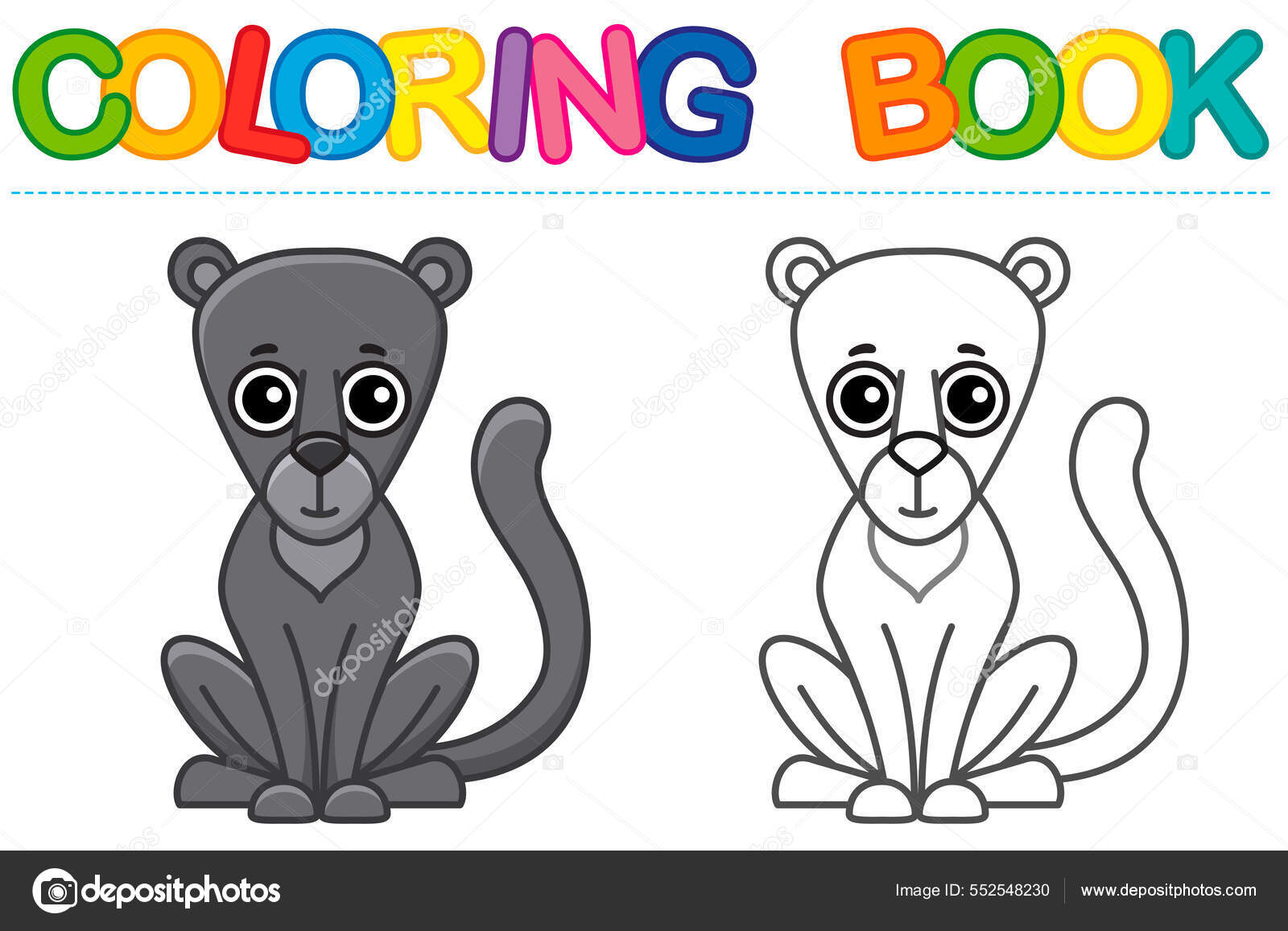Coloring animal children coloring book funny puma cartoon style trace stock vector by natasha