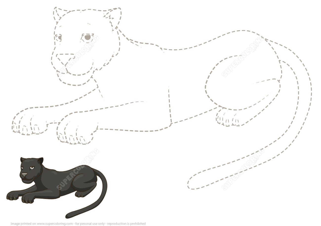 Draw and color a panther free printable puzzle games