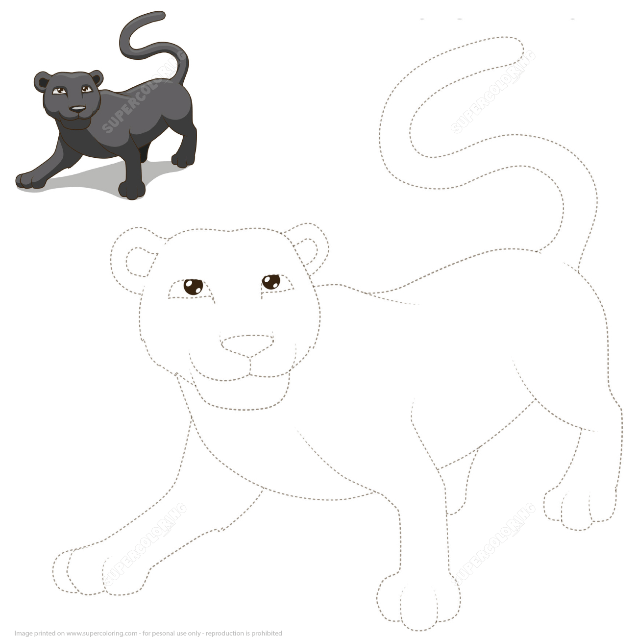 Restore lines of panther illustration free printable puzzle games