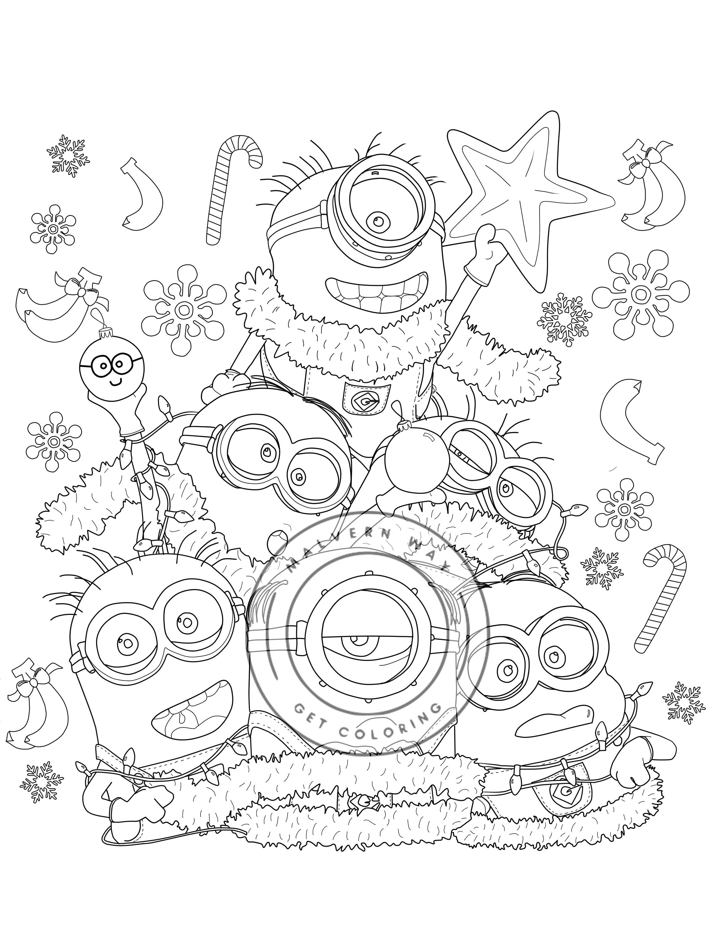 A very minions christmas coloring page