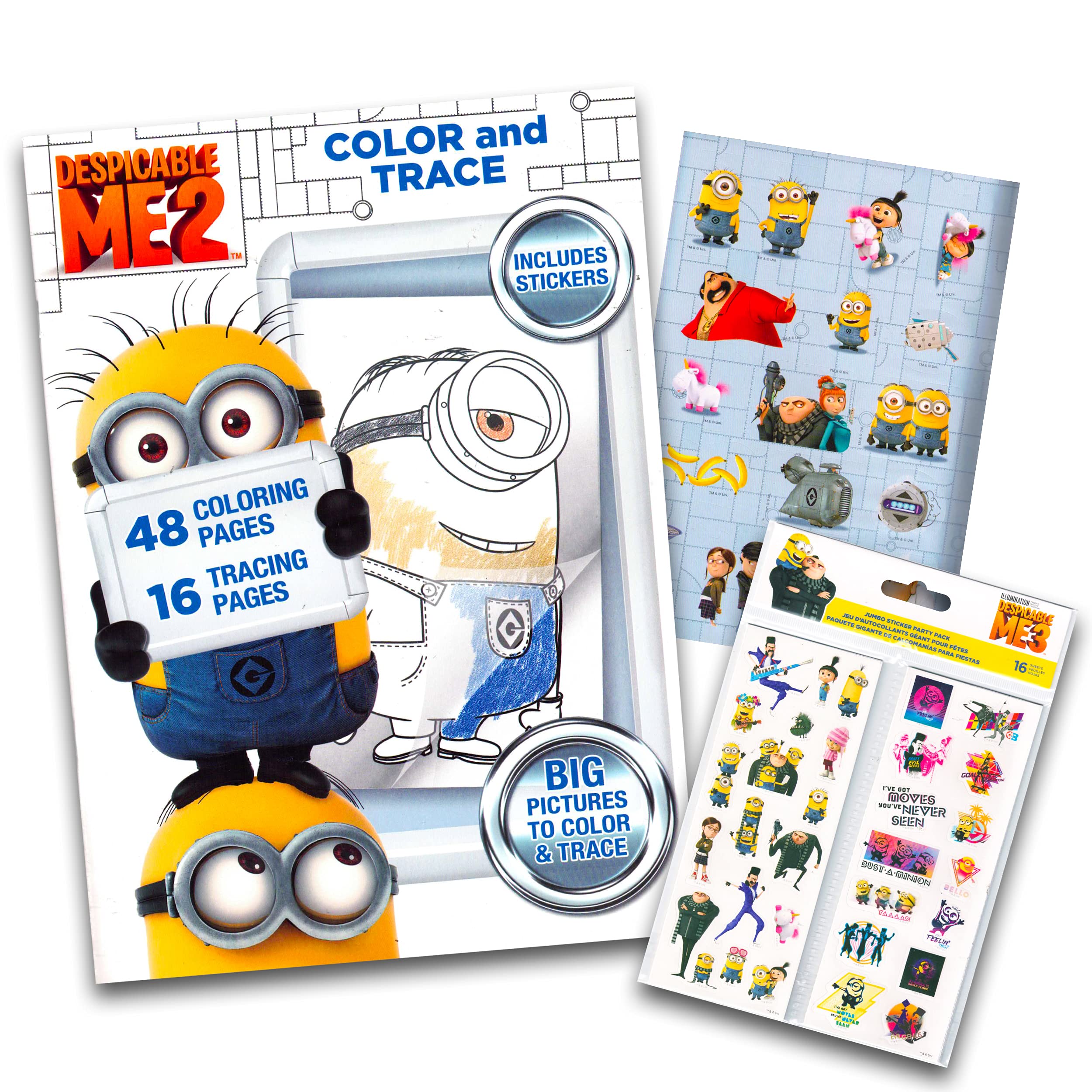 Despible me minions coloring book with stickers over stickers toys games