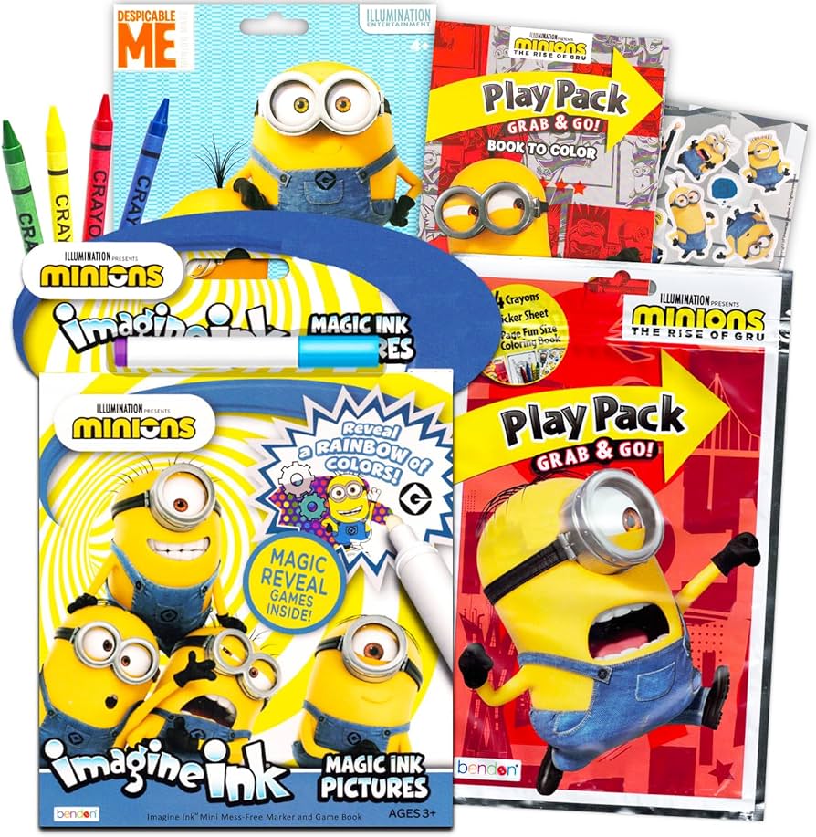 Despicable me minions magic ink coloring book and play set imagine ink book mess free marker and play pack toys games