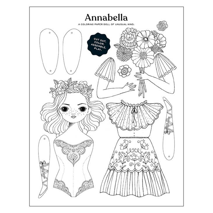 Wholesale annabella paper doll coloring sheet for your store