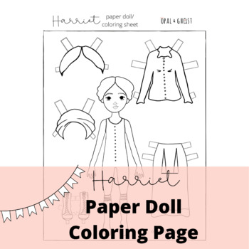 Harriet tubman activities paper doll color and cut tpt