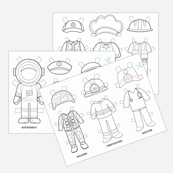 Munity helpers occupation printable paper dolls color