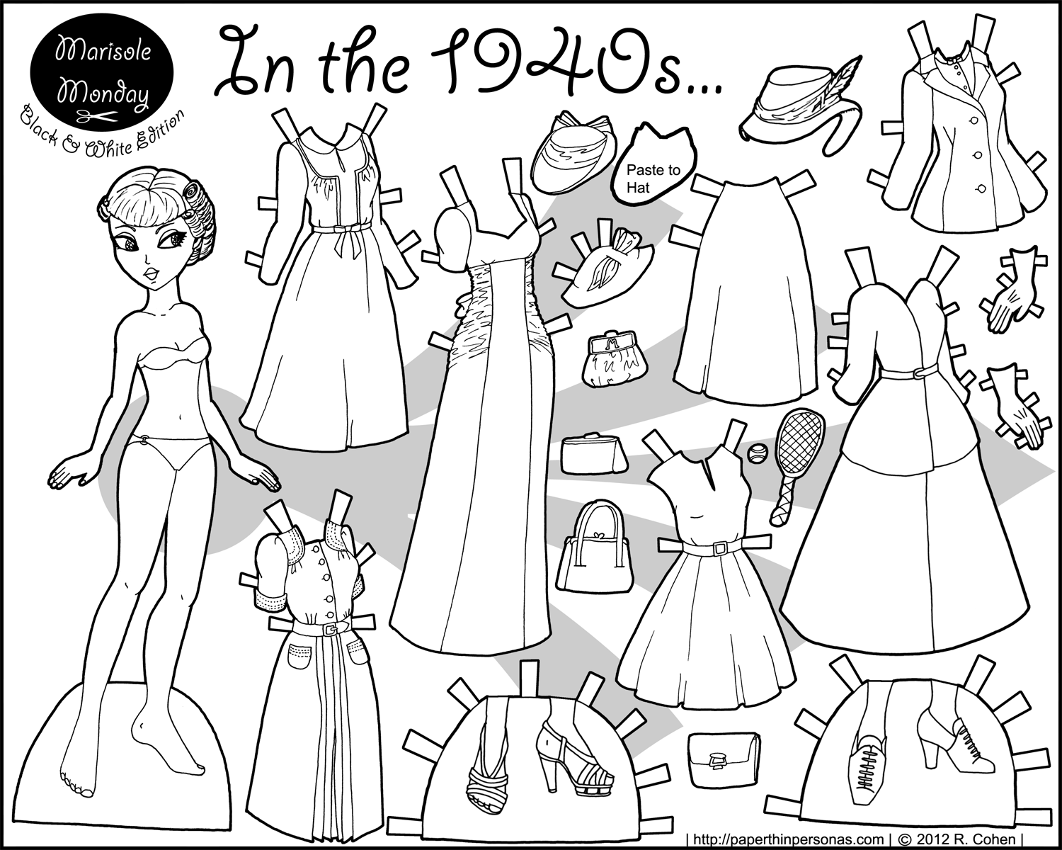 In the s paper doll coloring page â paper thin personas