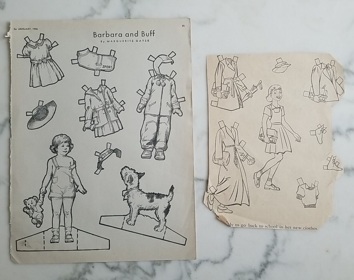 Antique vintage paper doll uncut mixed lot loose sheet coloring pages