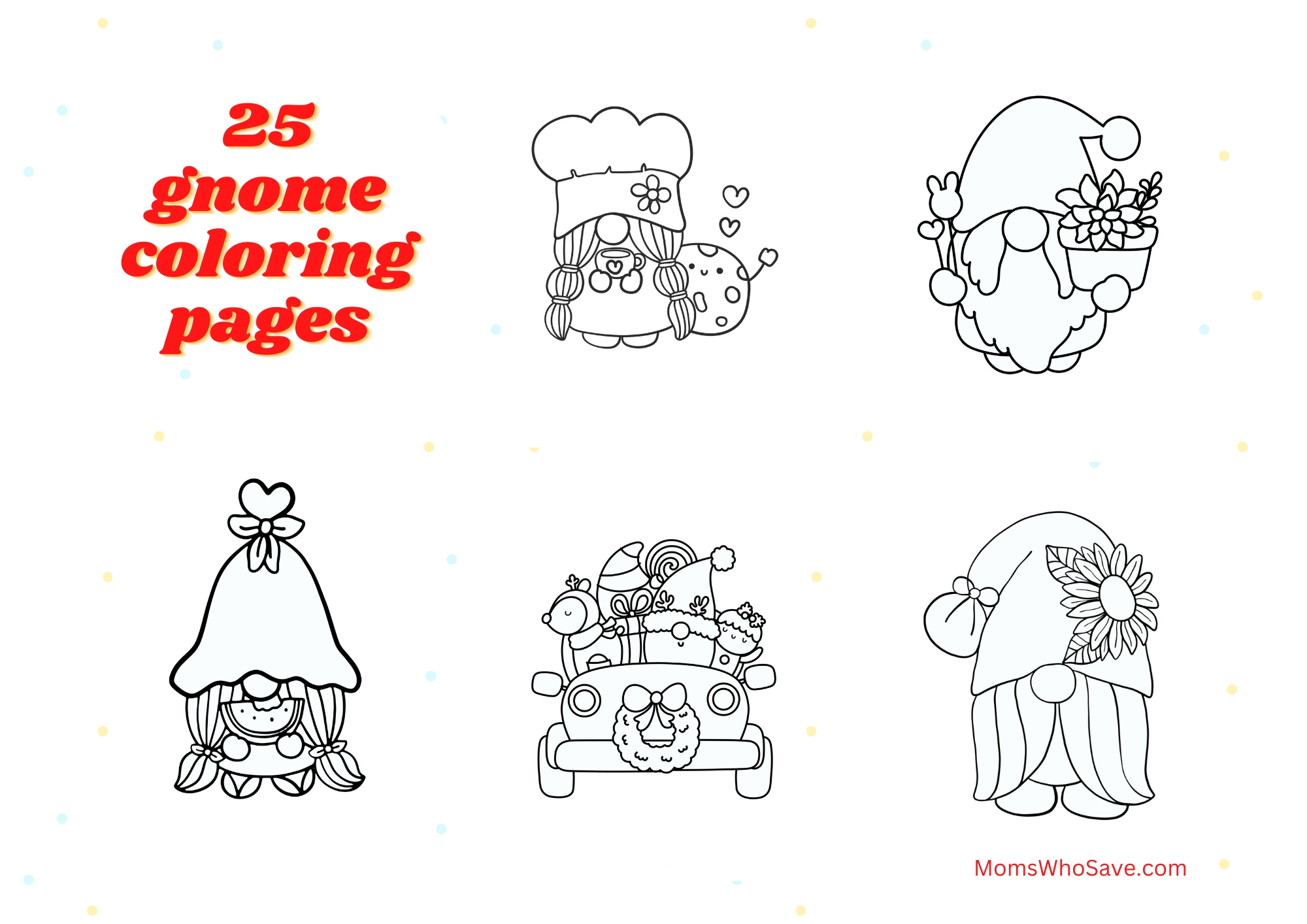 Cute gnomes coloring pages free printables