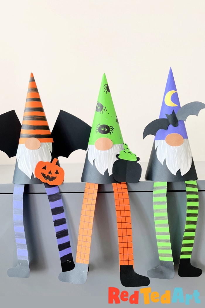 Easy halloween paper gnome with legs