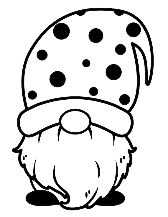 Cute easy christmas dwarf gnomes coloring book pages