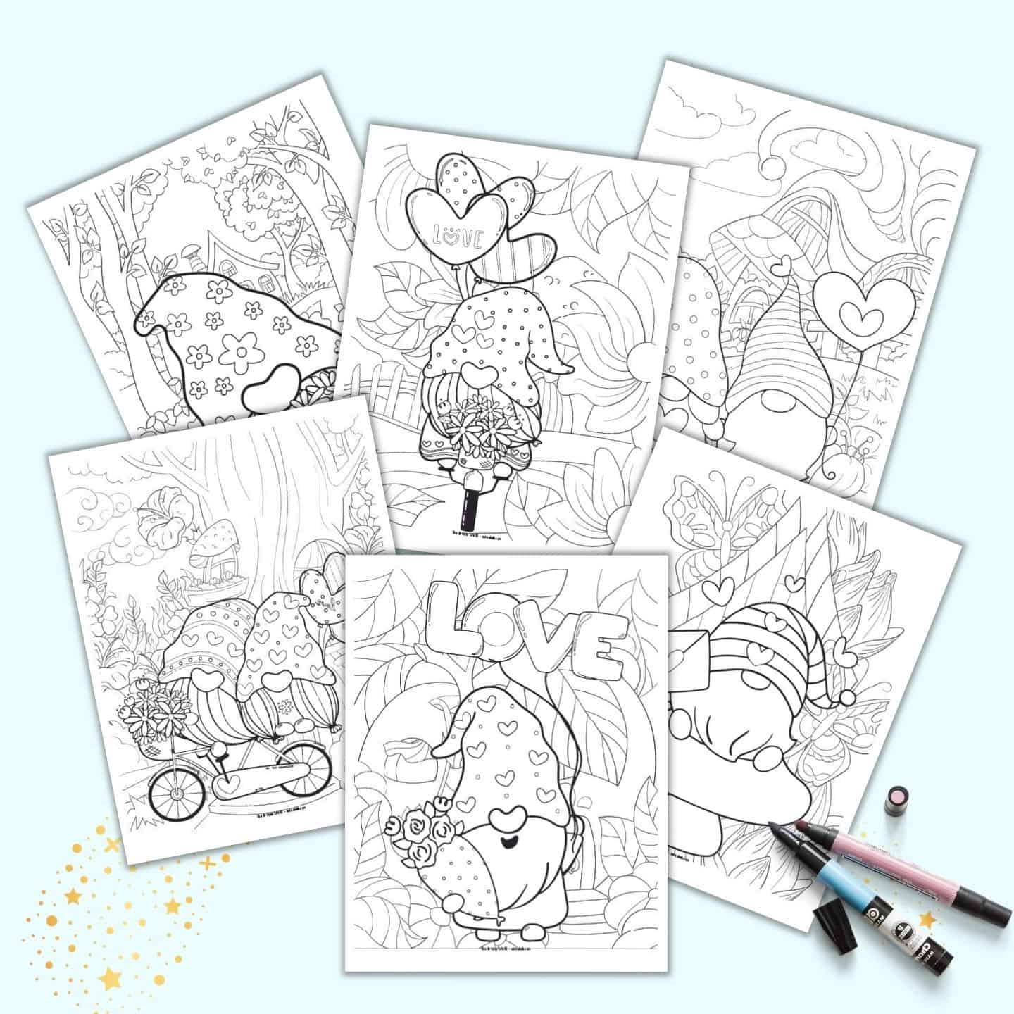 Free printable valentines day gnome coloring pages