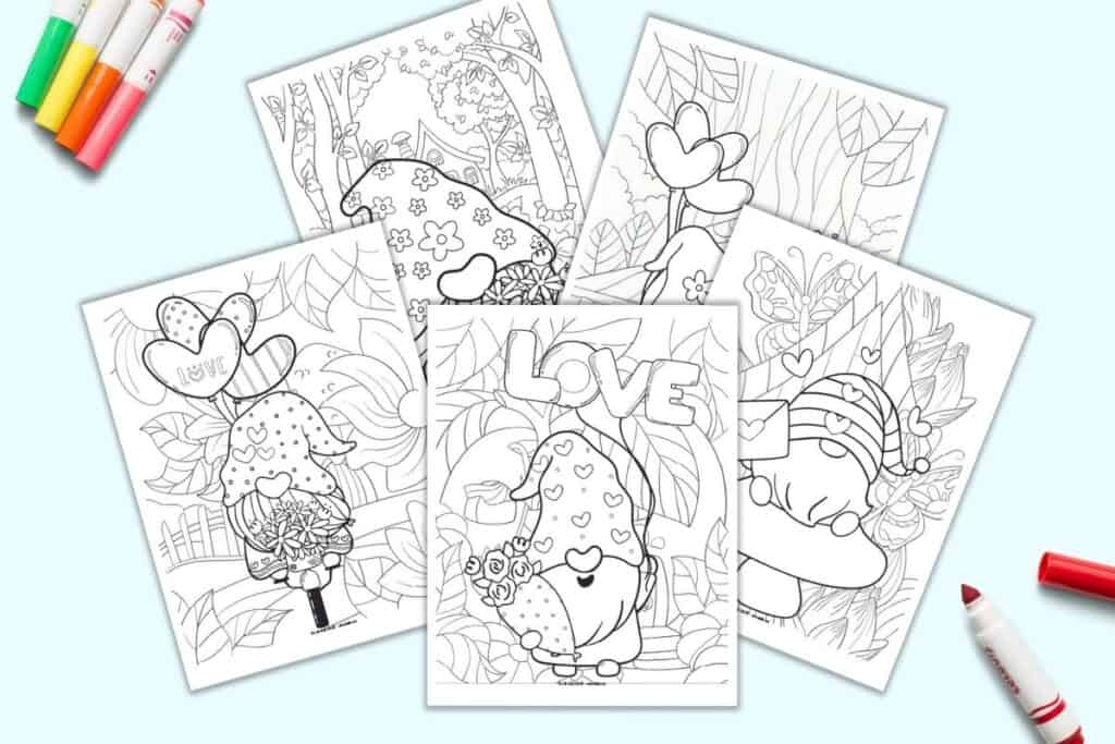 Free printable valentines day gnome coloring pages