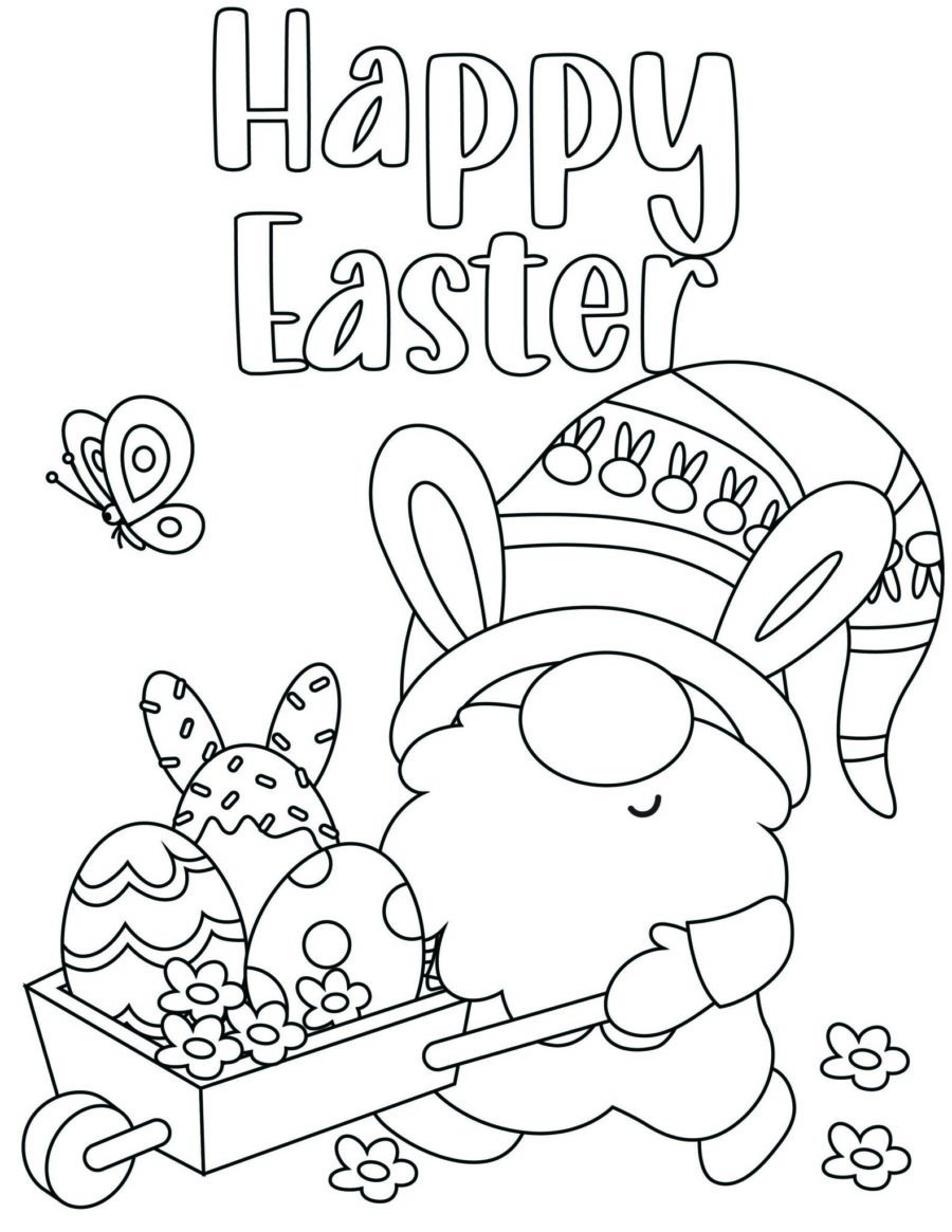 Easter gnomes coloring pages