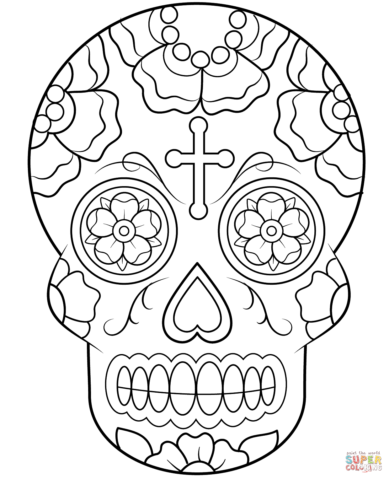 Calavera sugar skull coloring page free printable coloring pages