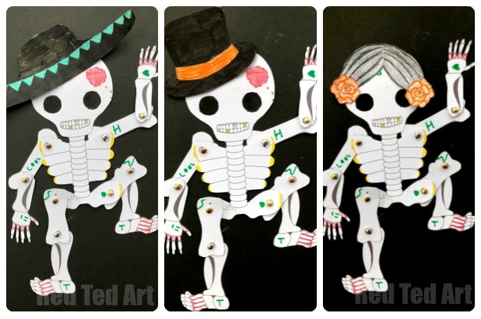 Day of the dead paper puppet template