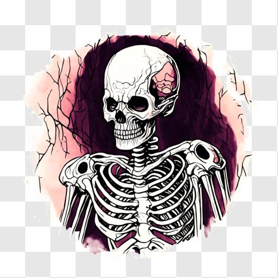 Download colorful skeleton painting on papier
