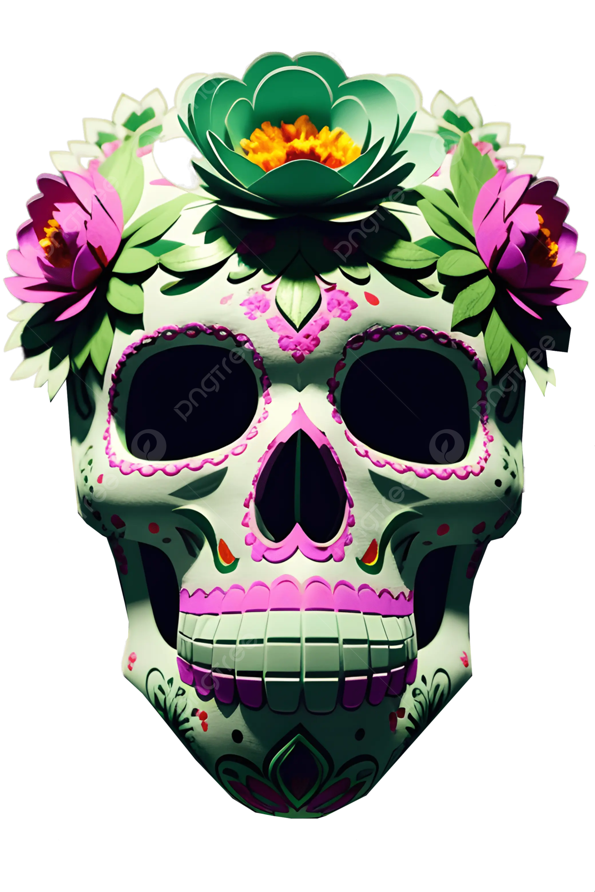 Day of the dead paper mache green peonies day of the dead day of the dead paper mache day of the dead green peonies png transparent clipart image and psd file for