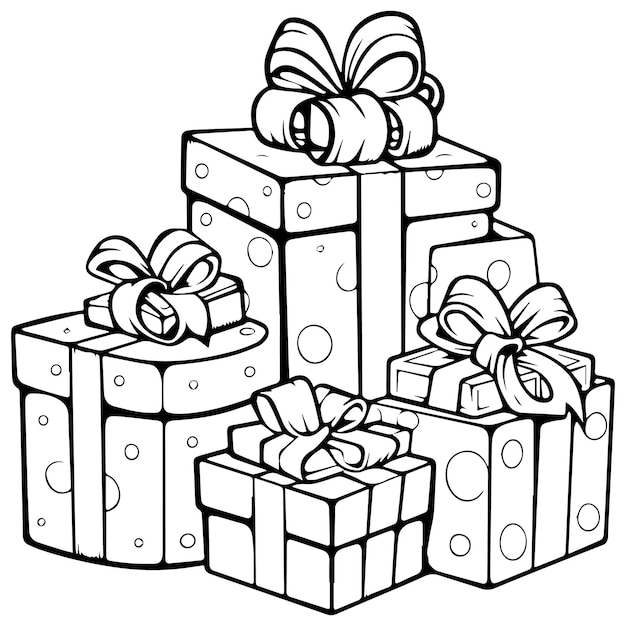 Premium vector digital gift box coloring page vector illustration