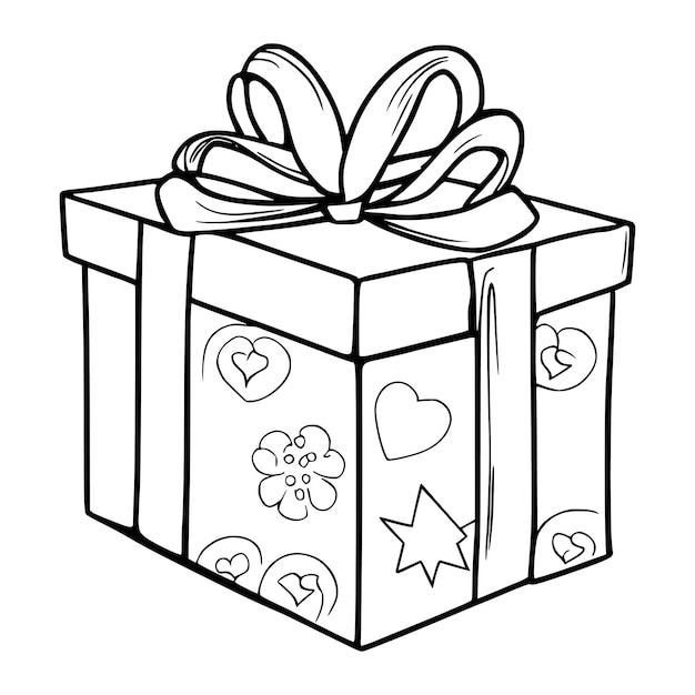 Premium vector gift box coloring pages for kids