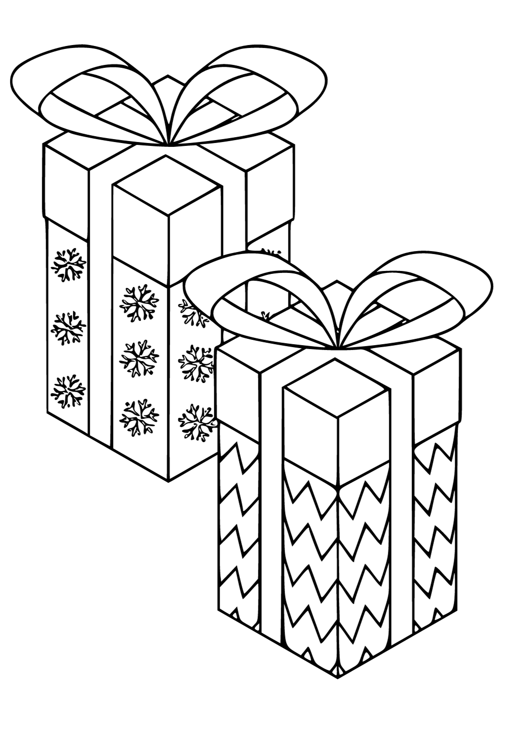 Free printable present boxes coloring page for adults and kids