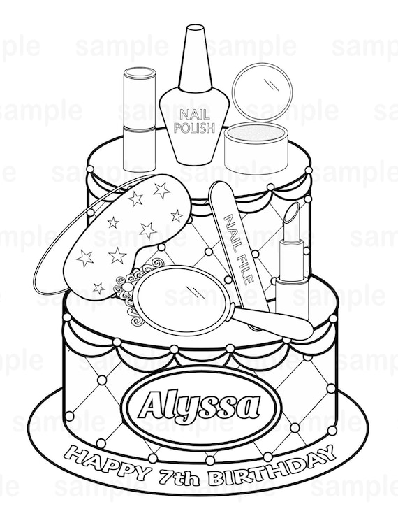Personalized spa coloring page birthday party favor colouring activity sheet personalized printable template
