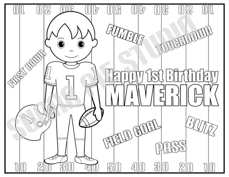 Personalized football coloring page birthday party favor