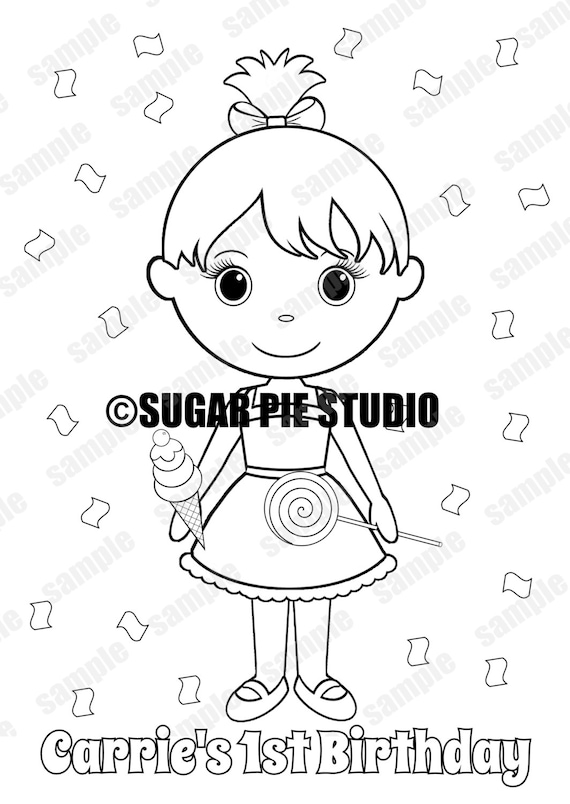 Personalized candy coloring page birthday party favor colouring activity sheet personalized printable template
