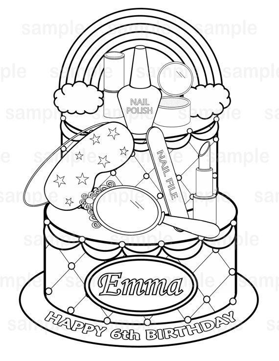 Personalized spa coloring page birthday party favor colouring