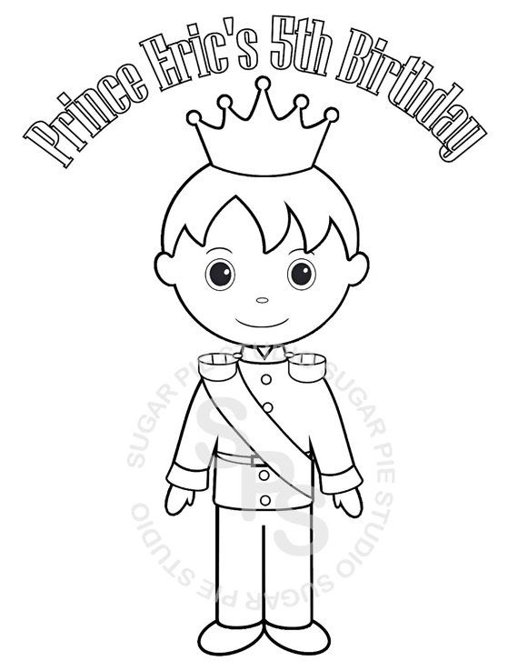 Personalized prince coloring page birthday party favor colouring activity sheet personalized printable template