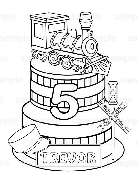 Personalized train coloring page birthday party favor