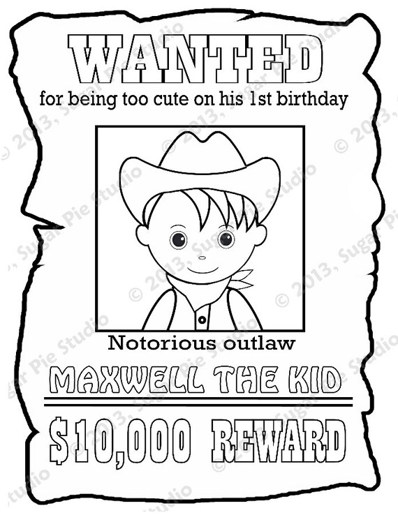 Personalized cowgirl coloring page birthday party favor colouring activity sheet personalized printable template