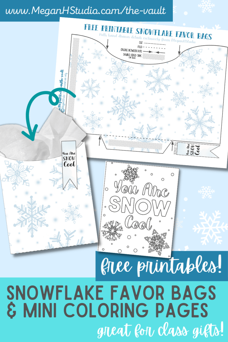 Free printable snowflake favor bags