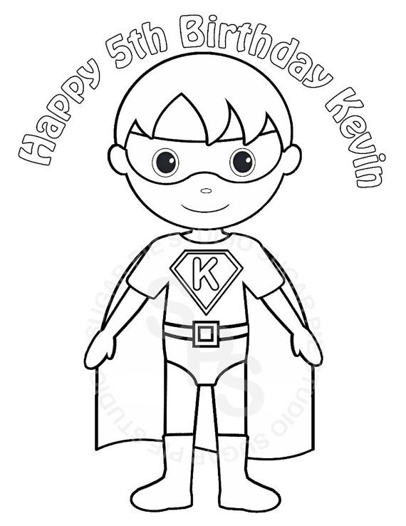 Personalized superhero coloring page birthday party favor colouring activity sheet personalized printable template