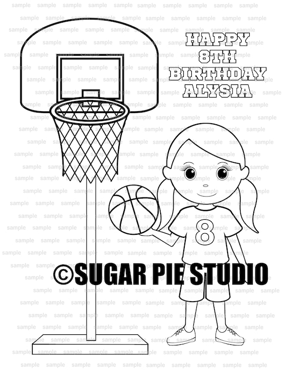Personalized sports coloring page birthday party favor