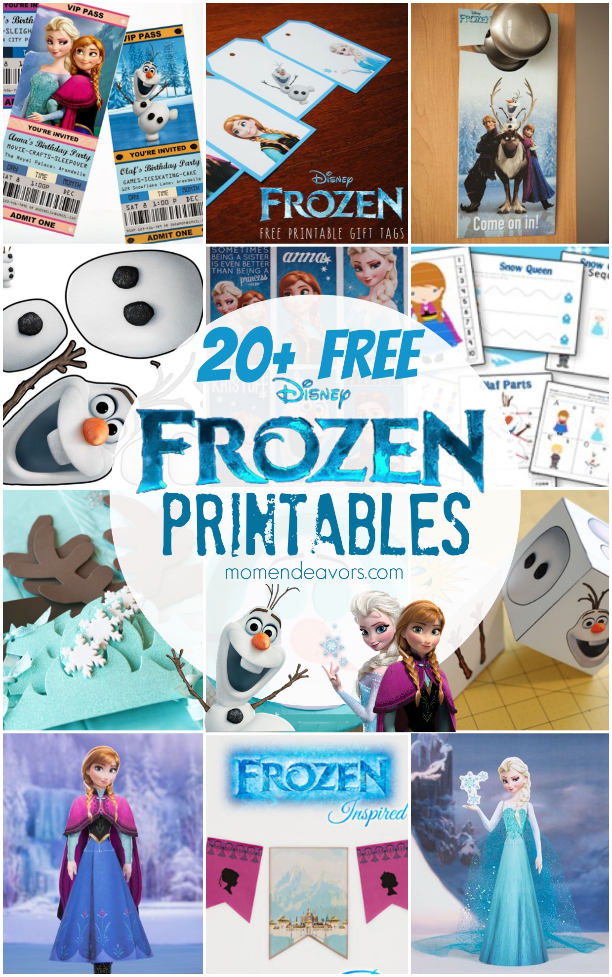 Free disney frozen printables activity sheets party decor