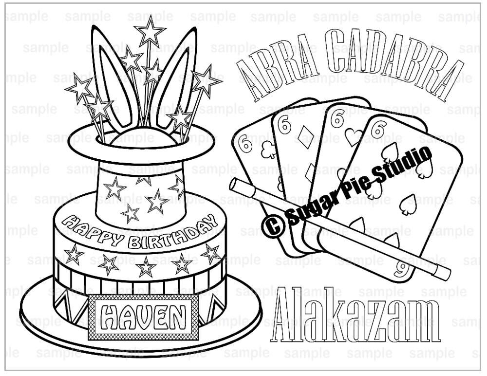 Personalized magic show coloring page birthday party favor colouring activity sheet personalized printable template
