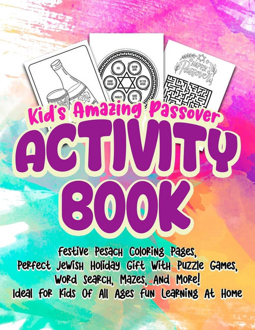 Kids amazing passover activity book festive pesach coloring pages perfect jewish holiday gift with puzzle games word search mazes and more ideal for kids of all ages fun learning at home