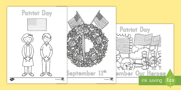 Printable patriot day loring pages for kids usa