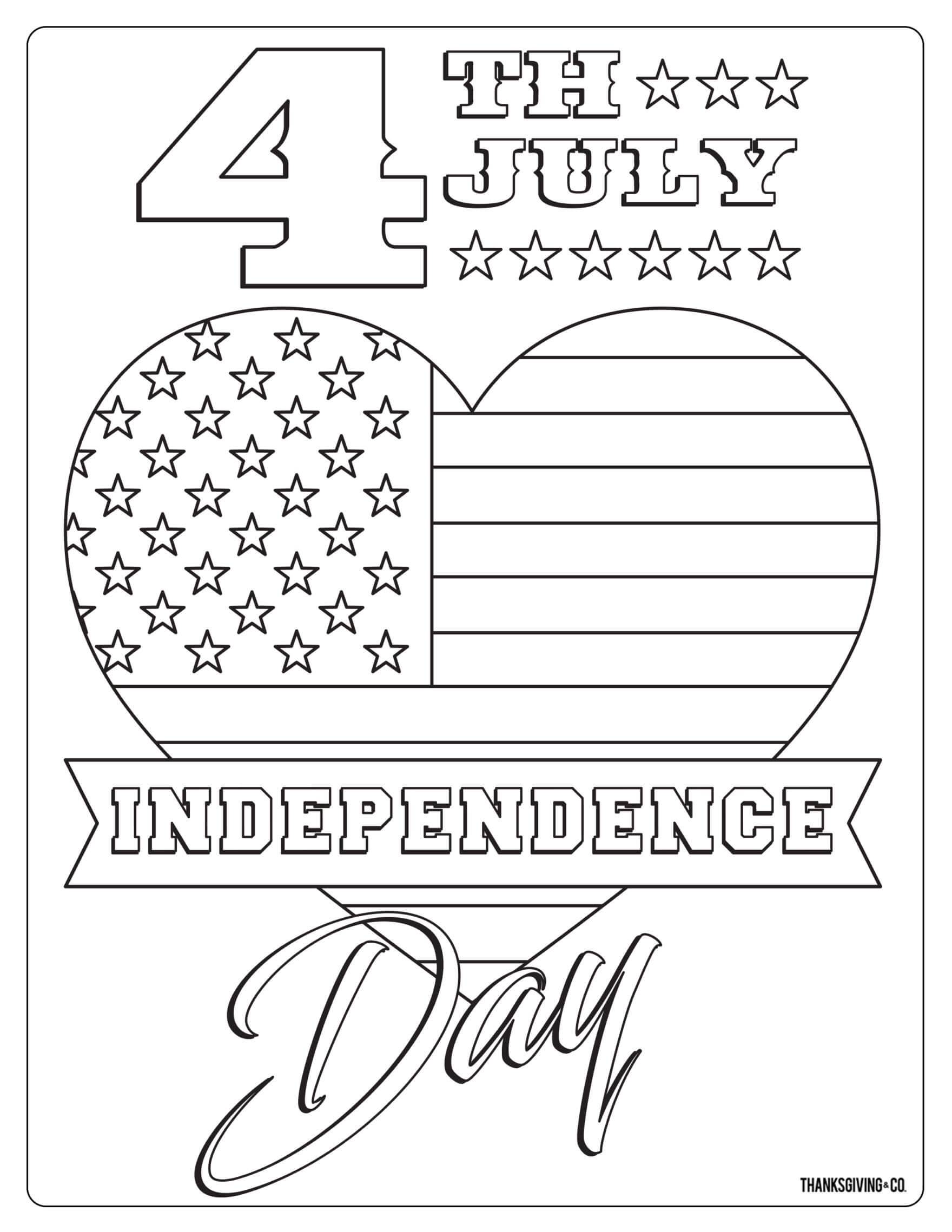 Printable independence day th of july coloring pages