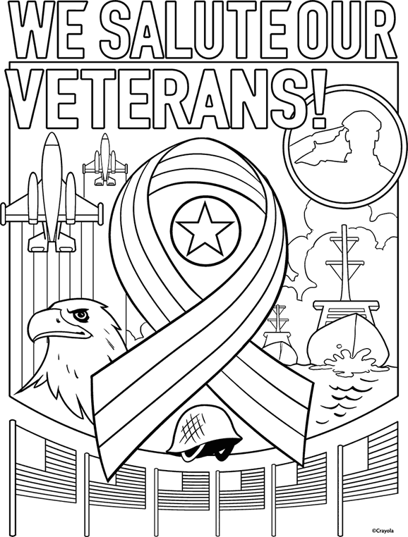 We salute our veterans coloring page