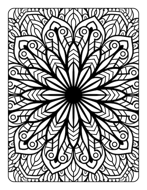 Premium vector mandala floral pattern coloring page for adults relaxation mandala coloring pages