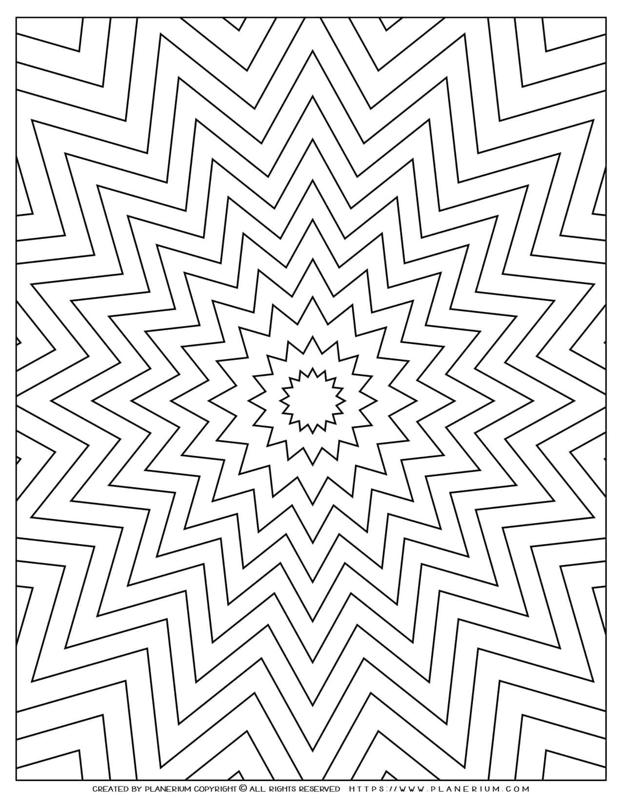Nested star coloring page geometric design free printable