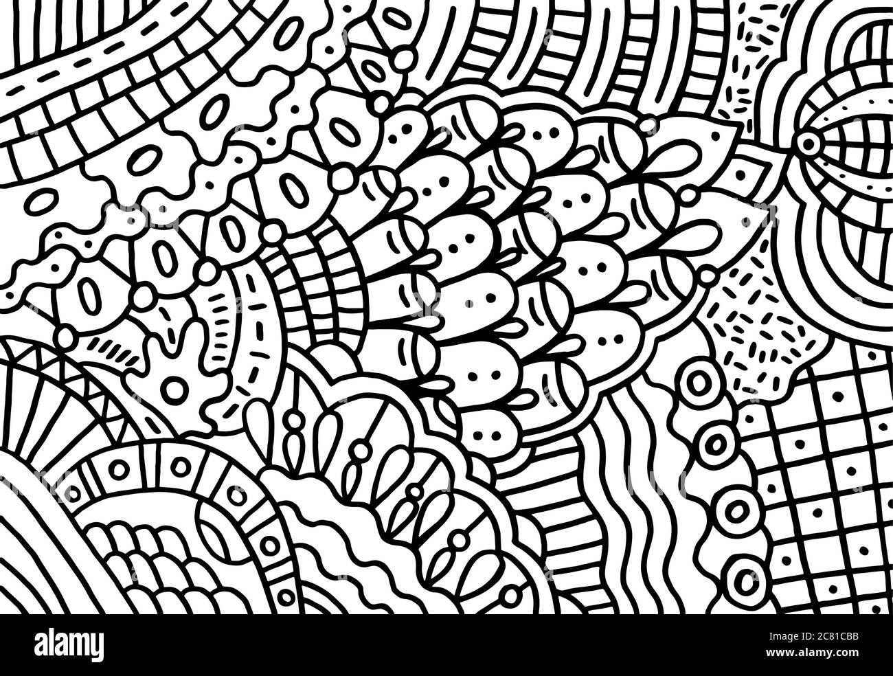 Doodle pattern for coloring book for adults coloring page with floral abstract motifs psychedelic texture zentangle pattern vector illustration stock vector image art