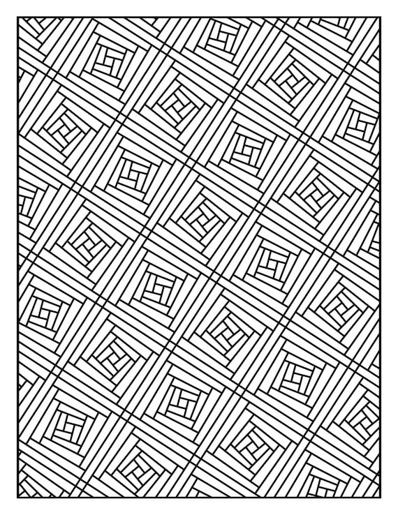Coloring page geometric repeating pattern printable instant download