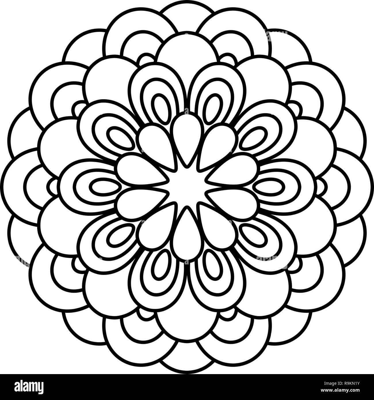 Flower mandala vector illustration adult coloring page circular abstract floral oriental pattern vintage decorative elements isolated on white background stock vector image art